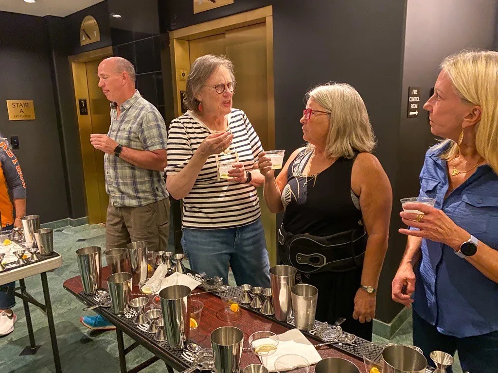 Residents at a mixology class event at The Keystone Lofts
