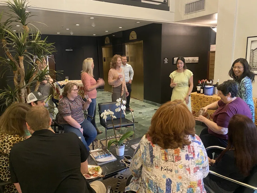 Group photo of Keystone Lofts residents at a community gathering