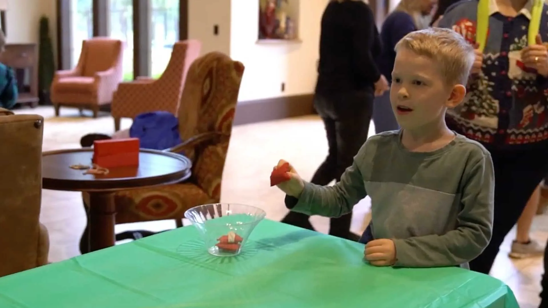 Residents at a community holiday gathering at Lakes on Eldridge