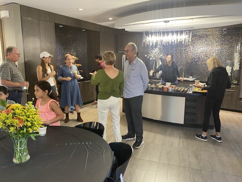 Residents enjoying a brunch gathering at The Lofts on Post Oak