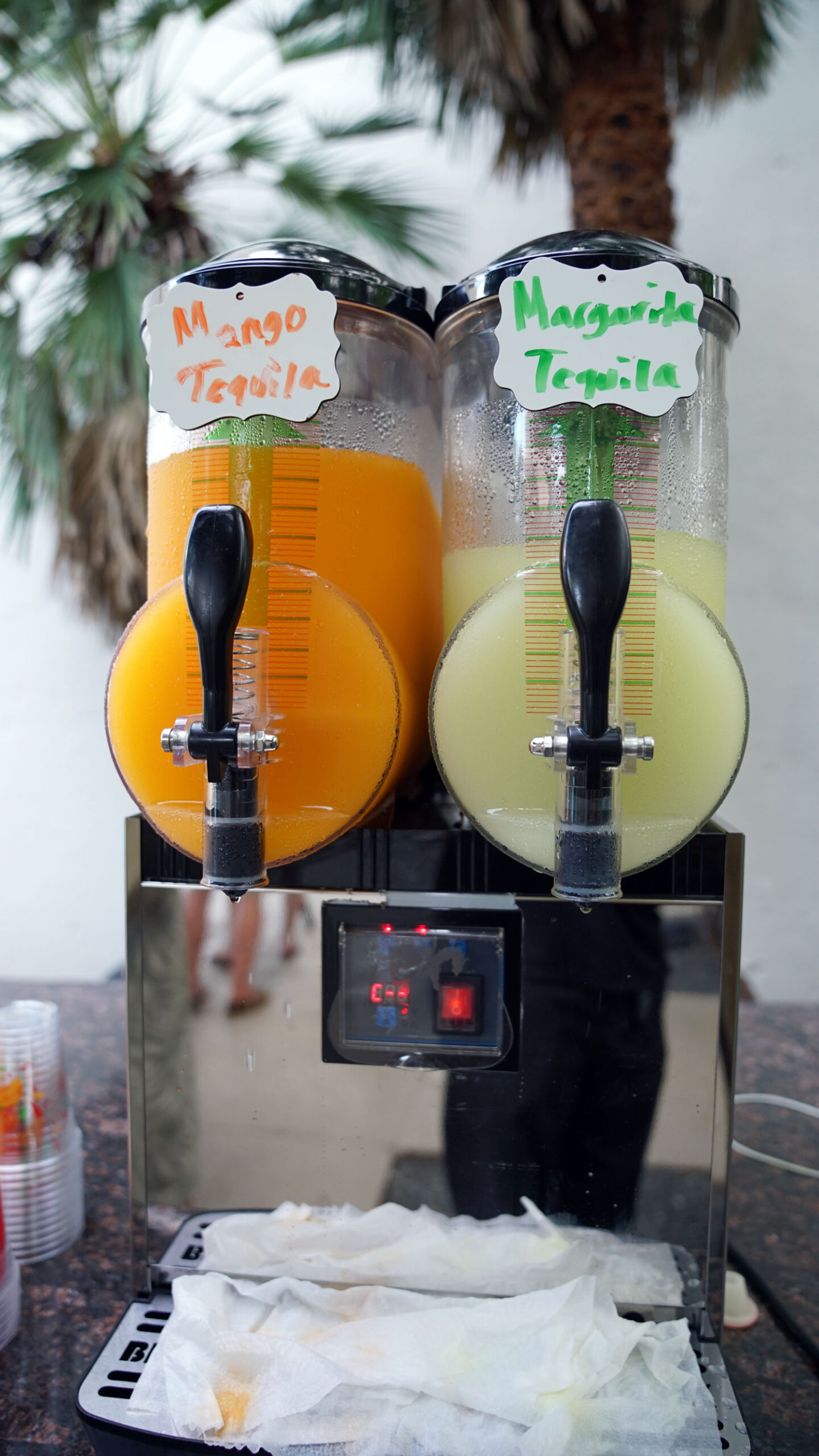 Frozen drink machines set up for the fiesta courtyard party at The Woodway